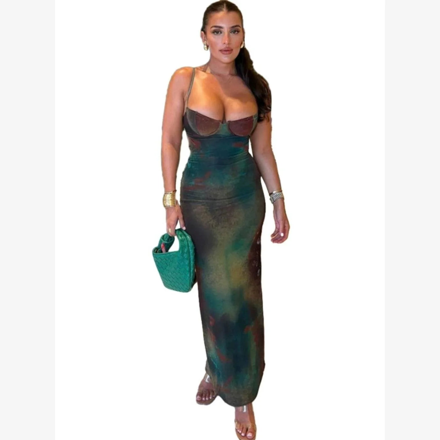 LIZAKOSHT  -  Open Back Slim Fit Strap Dress Street Style High Waist Long Skirt without Sleeve  Spring Summer Autumn Seasonal Use