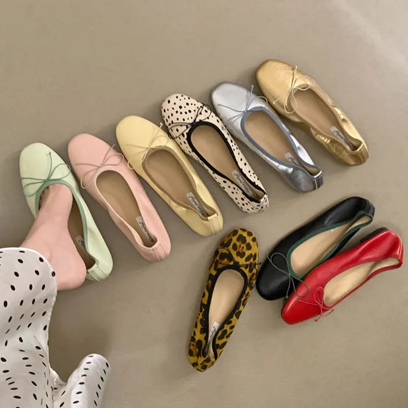 LIZAKOSHT  -  Fashion Round Toe Ladies Ballet Flats Female Slip On Footwear Shoes Butterfly-Knot New Spring Summer Flat With Shoes For Women