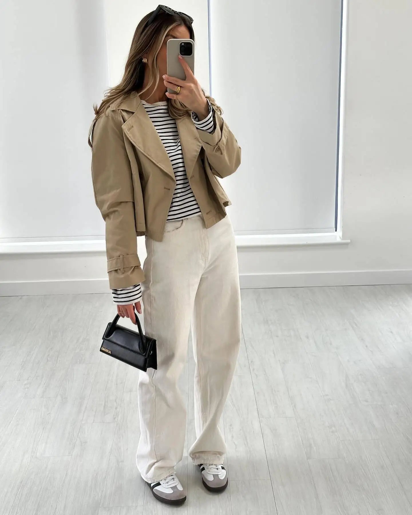 LIZAKOSHT  -  Short Women's Windbreaker Coat Chic Double-breasted Long Sleeve New Outerwear Lady Streetwear Windbreaker Jackets