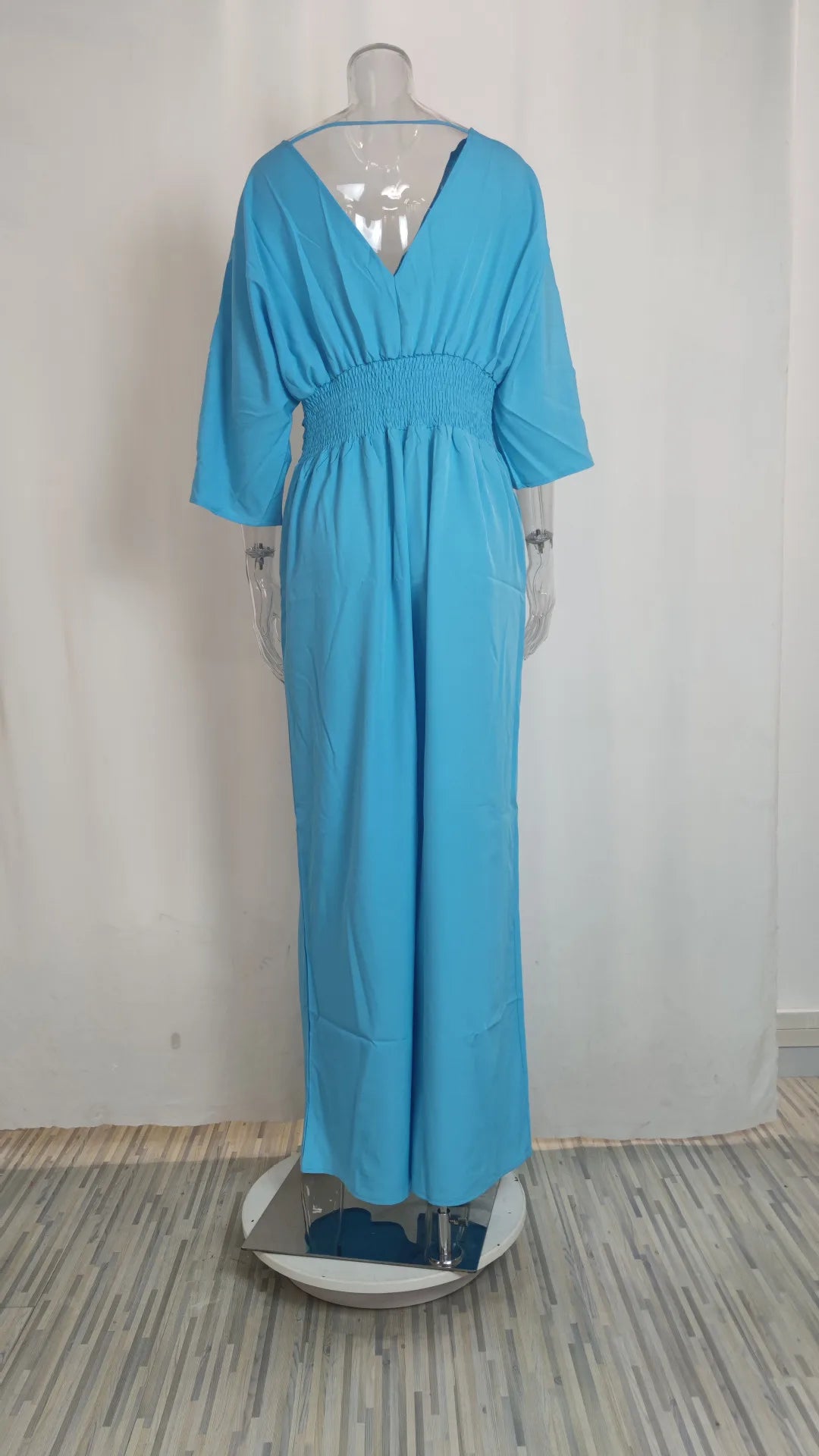 LIZAKOSHT  -  Elegant Deep V Neck Fashion Women Jumpsuit Bat Sleeves High Waist Wide-leg Loose Commuting Party Club Romper 2025