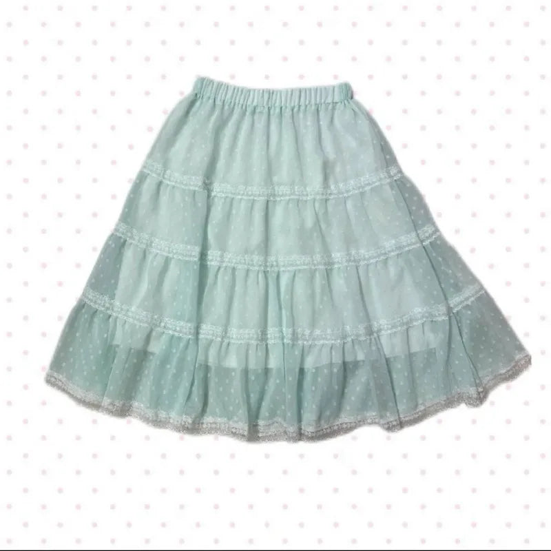 LIZAKOSHT  -  Korean Style Sweet Slim Fitting Skirt Cuteore Loose Polka Dot Women's Skirt Casual Fairy New Mid-length Puff Skirt Summer