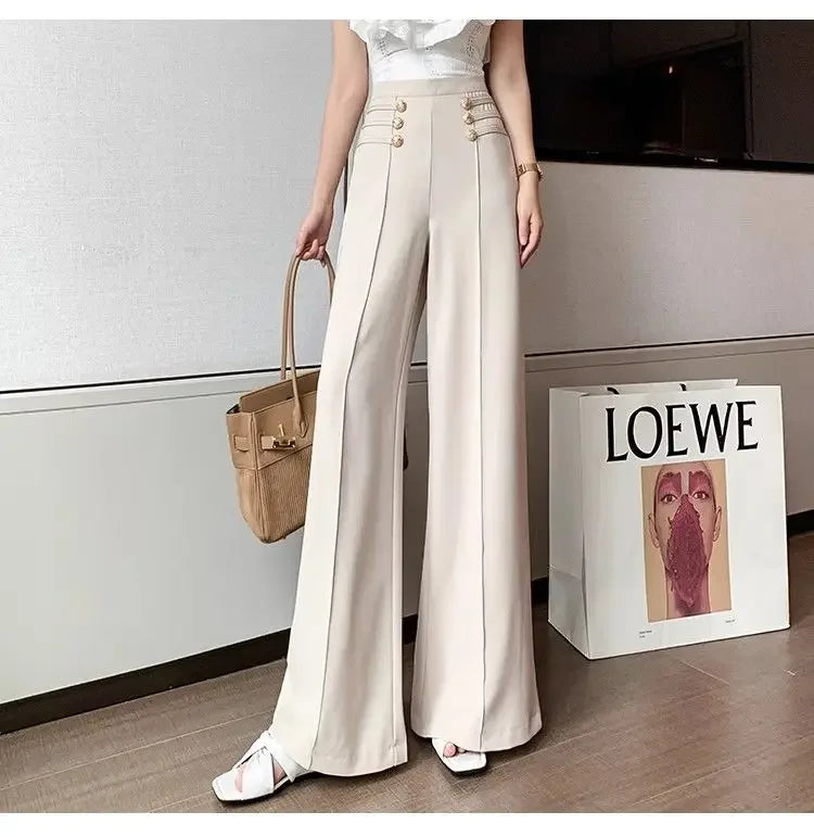 LIZAKOSHT  -  Wide Leg Pants for Women with High Waist and Drooping Sensation New Black Flared Pants for Women with Straight Leg and Slimming