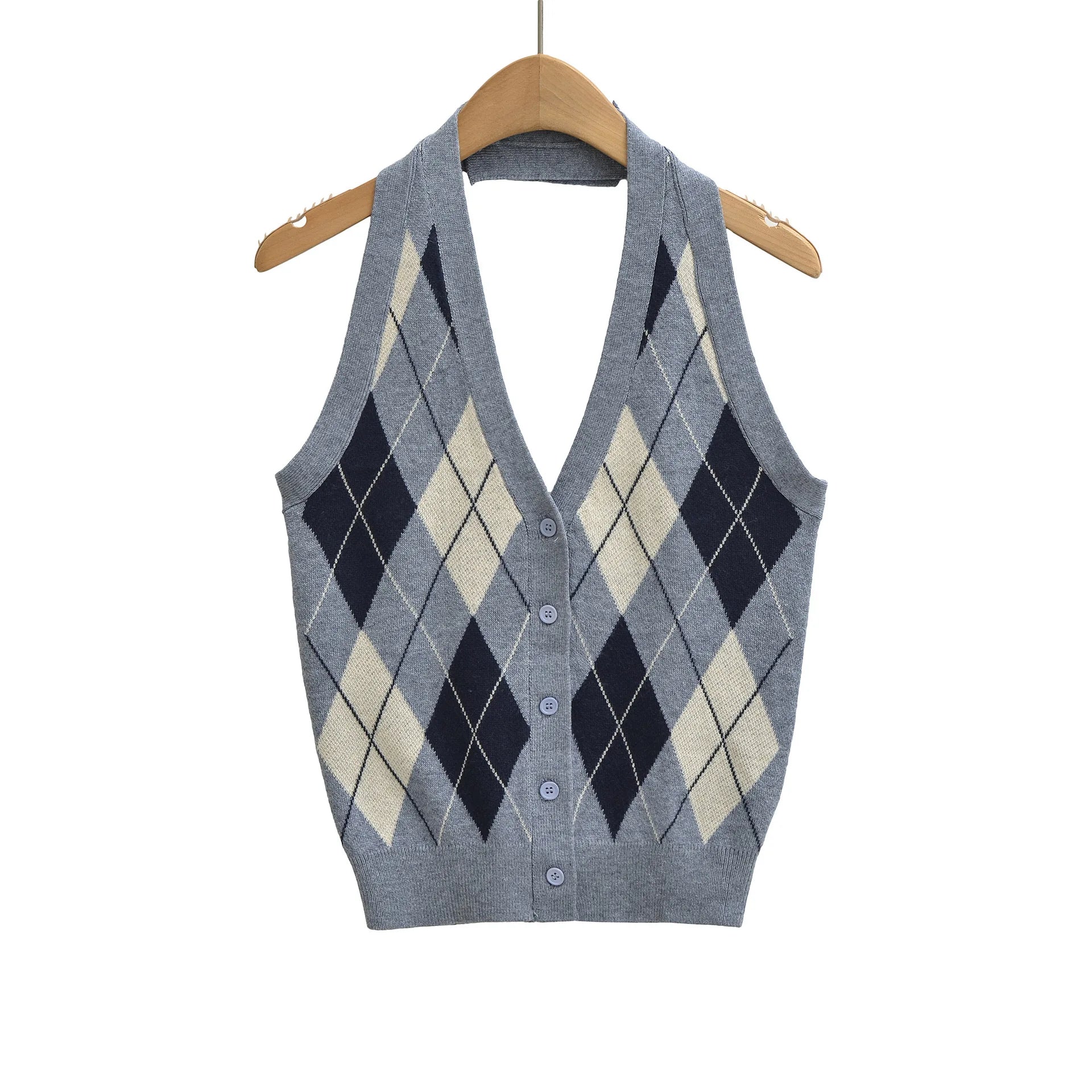 LIZAKOSHT  -  Women's Knit Vest Halter Backless V Neck Tank Top Slimming Color Block Vest Tops