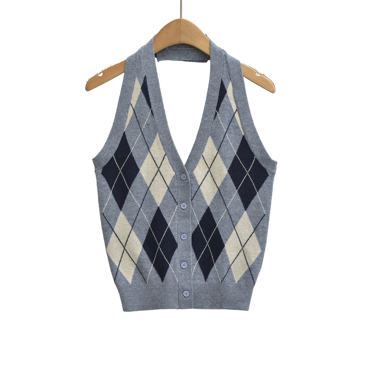 LIZAKOSHT  -  Women's Knit Vest Halter Backless V Neck Tank Top Slimming Color Block Vest Tops