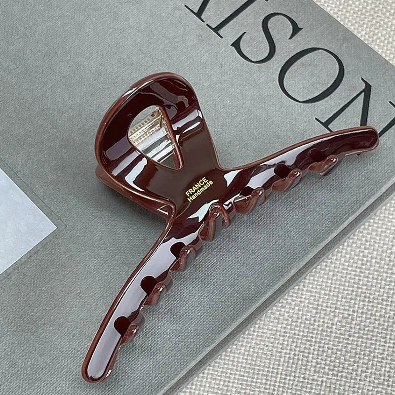 LIZAKOSHT  -  1PC Chocolate, Acetate, Grab Clip, Hair Clip, Female, Back of Head, Hair Grip, Premium, Shark, High Quality, Four Seasons