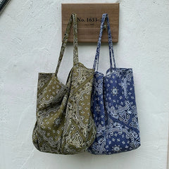 LIZAKOSHT  -  Fashion Student Canvas Bag Large Capacity Handbag Retro Cashew Flower Shoulder Bag Casual Tote For Woman