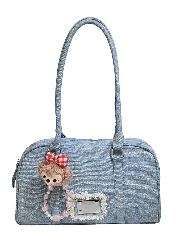 LIZAKOSHT  -  Y2K Denim Bag Handbag and Purses Totes Shoulder Bag Women 2024 New Trendy Designer Ladies Casual Bags Without Cartoon Pendant