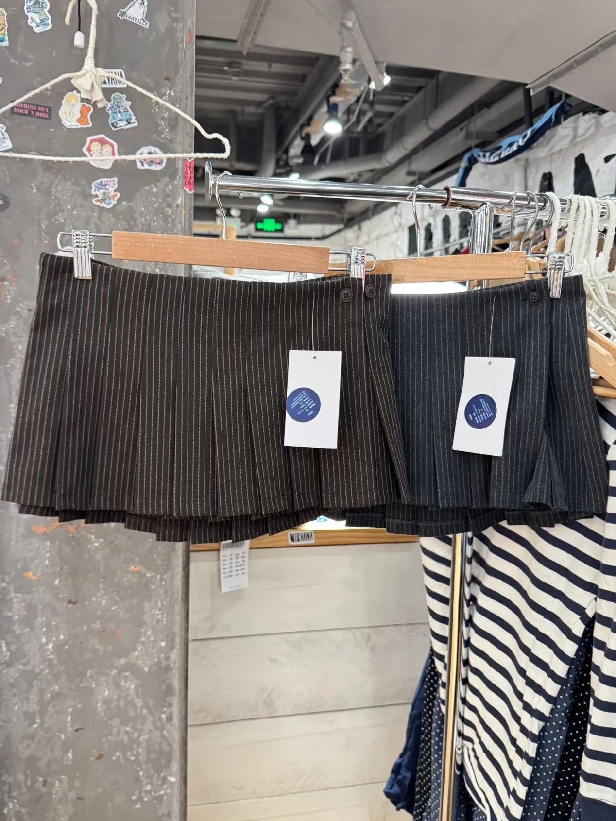 LIZAKOSHT  -  Coffee Striped Mini Pleated Skirts Women Spring Low Waist A-line Cotton Short Faldas Female Vintage Preppy Style Skirt New