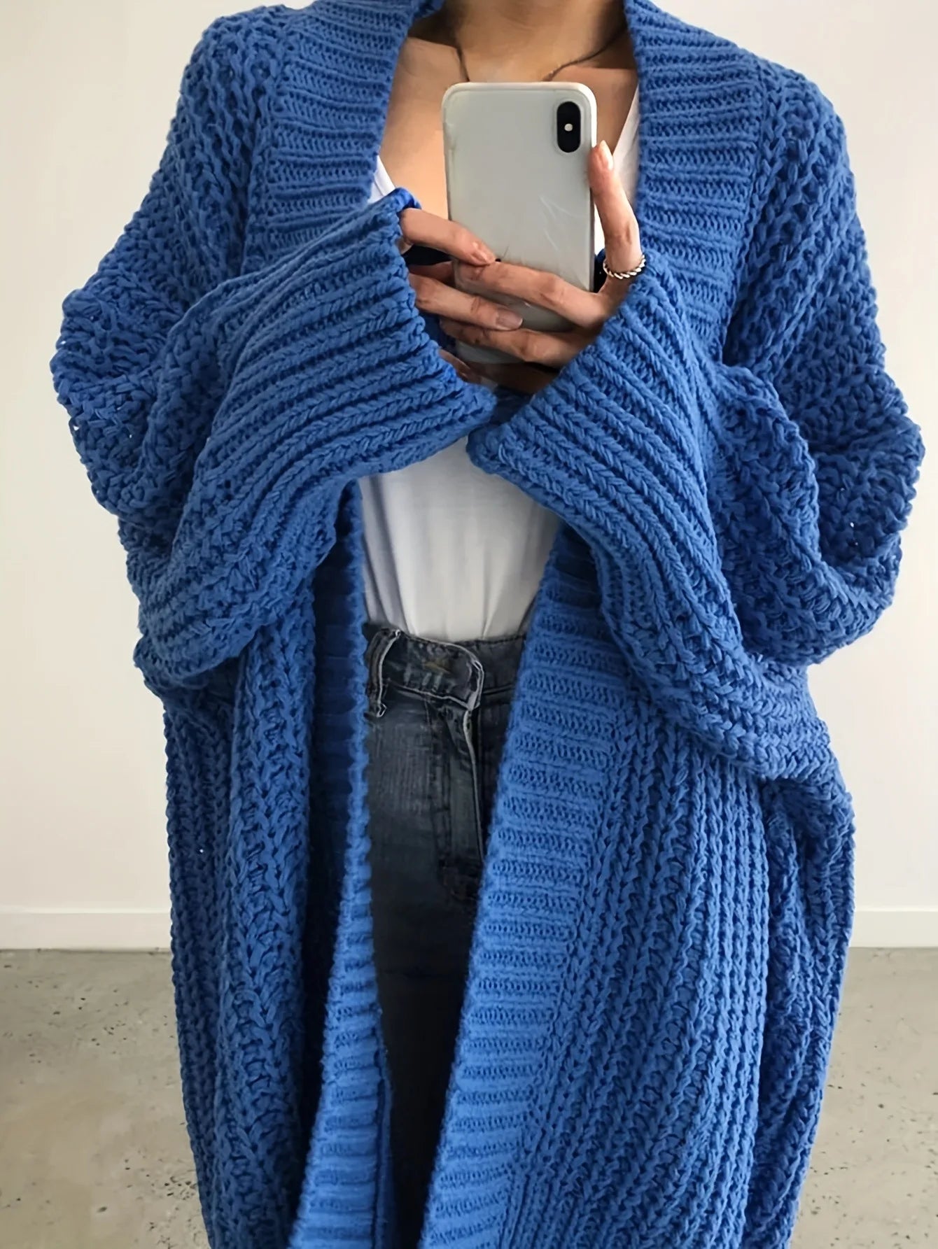 LIZAKOSHT  -  Women Knitted Cardigan Long Cardigans Solid Color Open Front Sweaters Outerwear Spring Summer