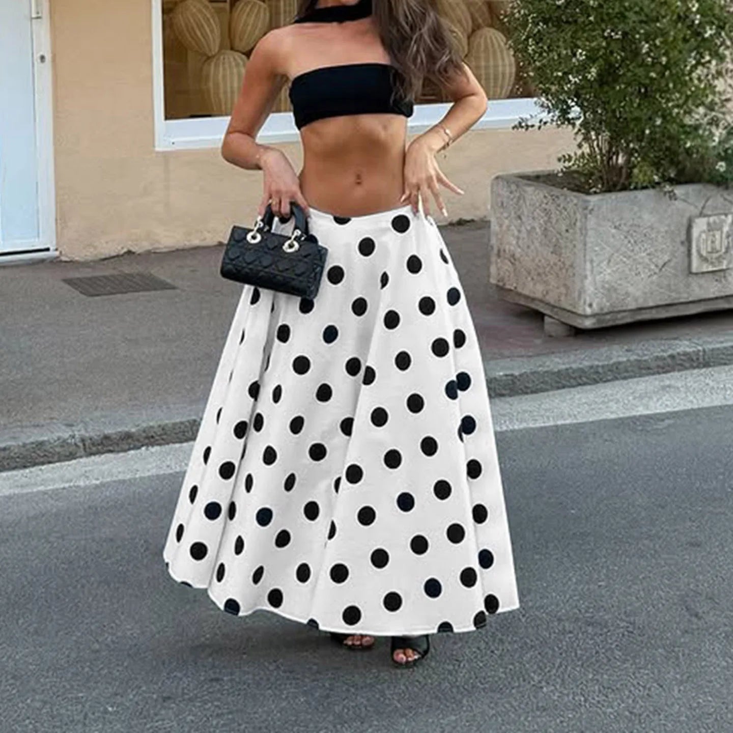 LIZAKOSHT  -  Elegant Polka Dot Print Skirts Casual Women's Low Waist A-line Skirts Streetwear Vacation Summer Clothes
