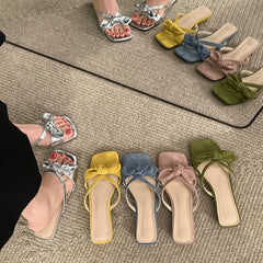 LIZAKOSHT  -  Designer Summer Women Fashion Butterfly-knot Slippers Casual Open Toe Beach Vacation Slides Party Dress Shoes
