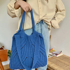 LIZAKOSHT  -  Casual All Match Women Shopping Shoulder Tote Bags New Grunge Vintage Underarm Bag Y2k Knitted Crossbody Handbags High-capacity