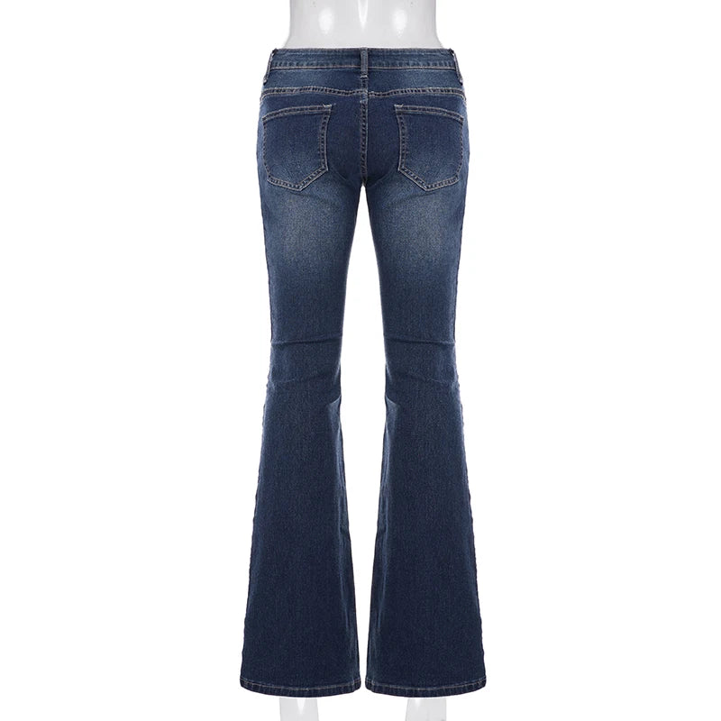 LIZAKOSHT  -  Y2k Low-Waist Slim Skinny Jeans Women's Casual Streetwear Denim Pants Vintage Aesthetic 2000s Trousers All match Outfit