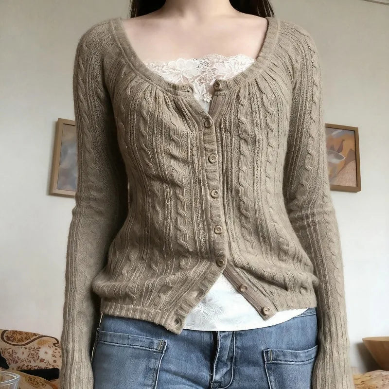 LIZAKOSHT  -  American retro-breasted cardigan with elegant temperament and women's knitted top