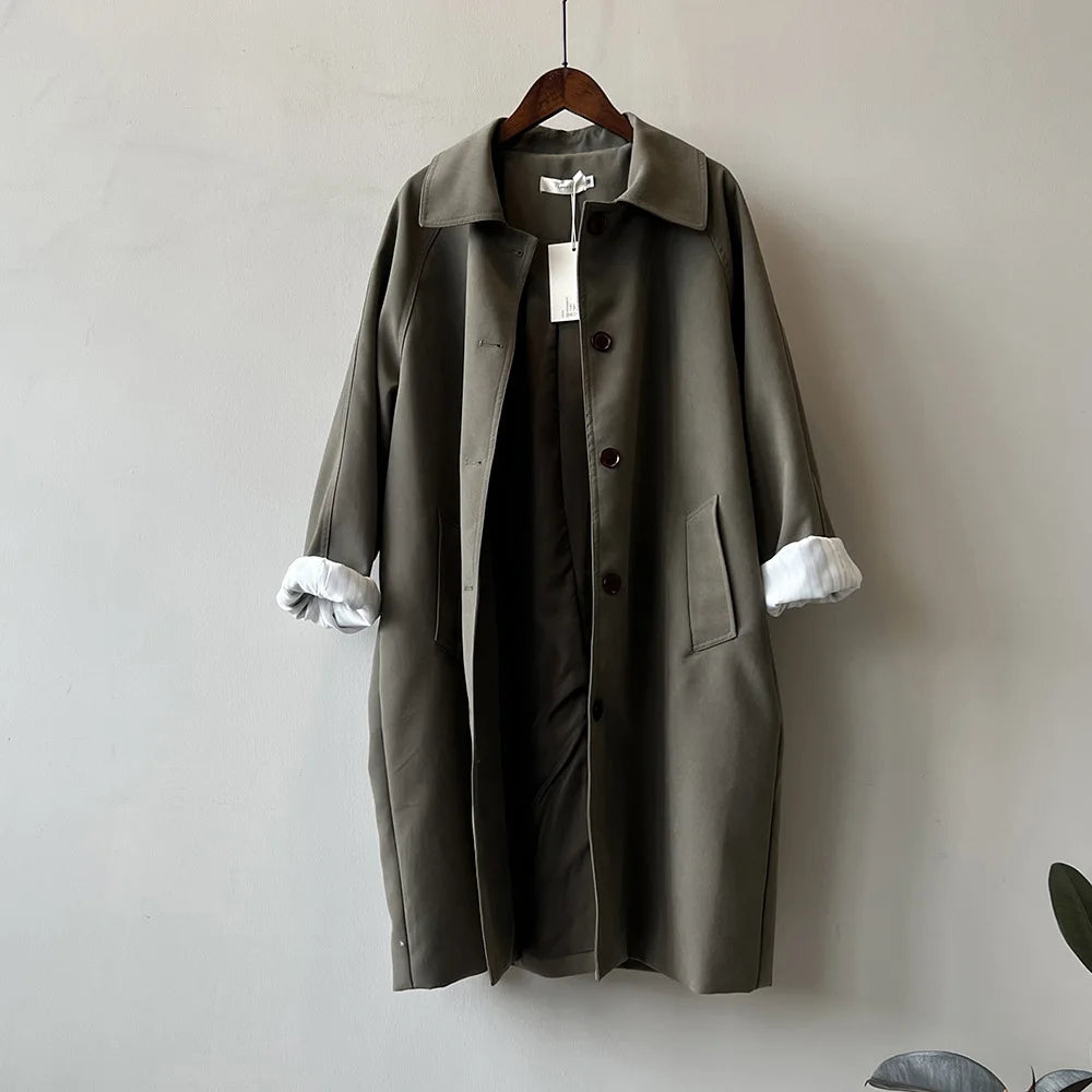 Loose Casual Style Women's Windbreaker Jacket Autumn New Arrival Versatile Mid-Length Coat Korean Fashion Outerwear