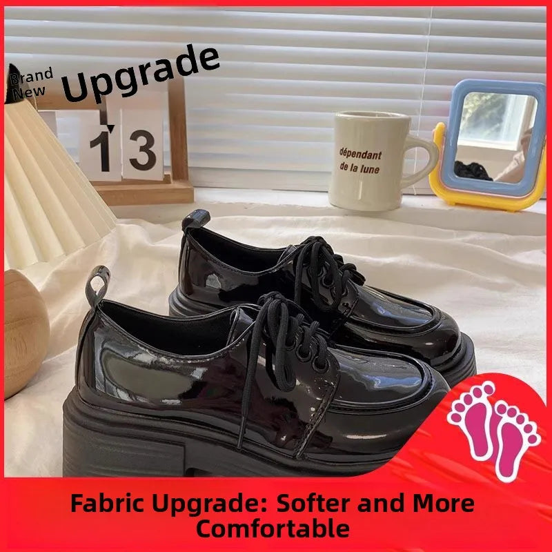 LIZAKOSHT  -  British Style Thick Bottom Heel Increase Single Shoes Retro All-Match Spring New Style Flat Loafers Fashionable Casual Shoes