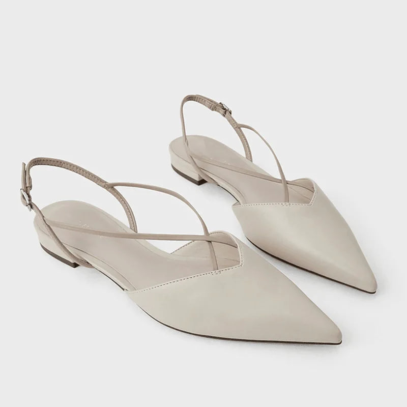 LIZAKOSHT  -  designer cross band flat sandals women pointed toe high quality leather mules shoes summer gladiator sandalias mujer