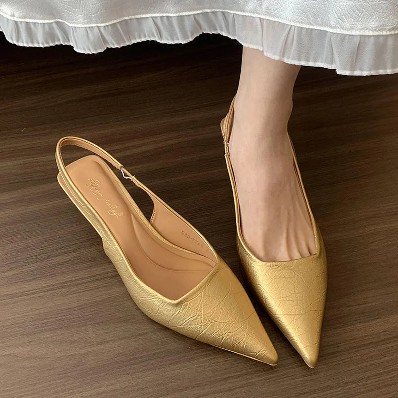 LIZAKOSHT  -  Summer New Brand Women Sandal Fashion Pointed Toe Sahllow Slip On Ladies Elegant Slingback Shoes Thin High Pumps New Woman
