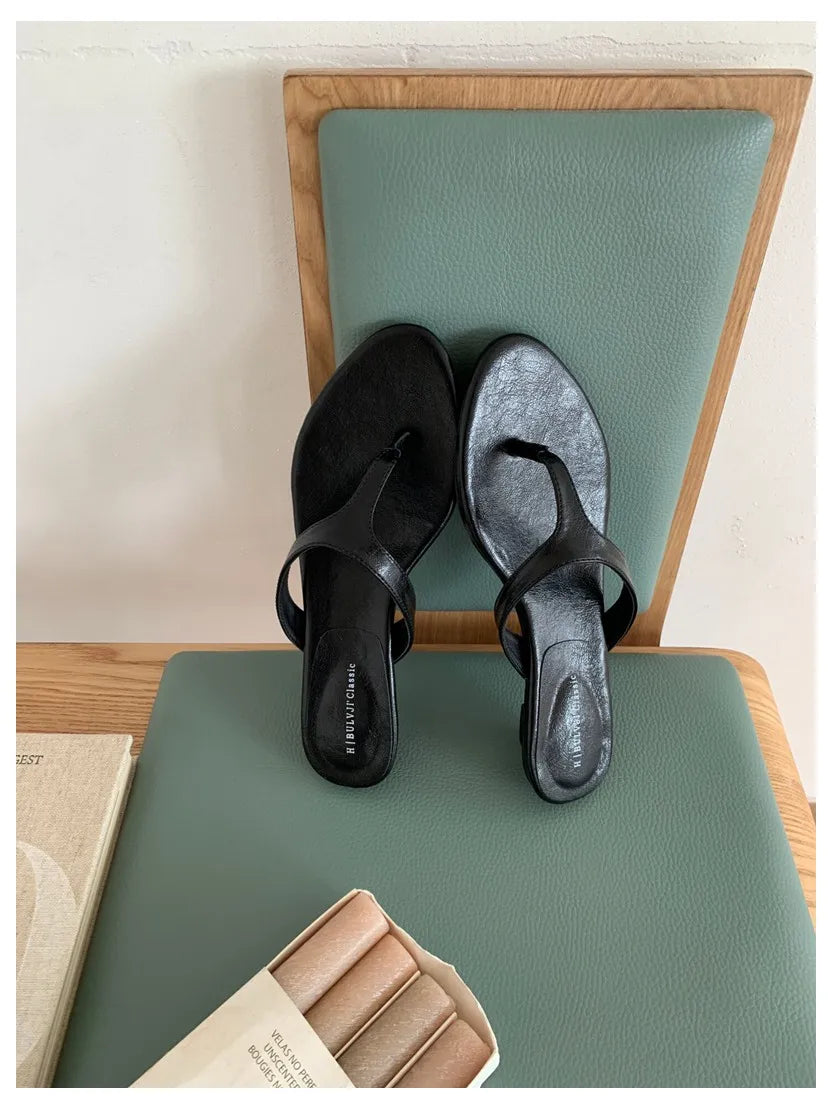 LIZAKOSHT  -  Fashion Clip Toe Toe Flip Flops Flat Wedge Heel Slippers Women Casual Narrow Band Slides Brand Sandal Beach Flip Flops Sandalias