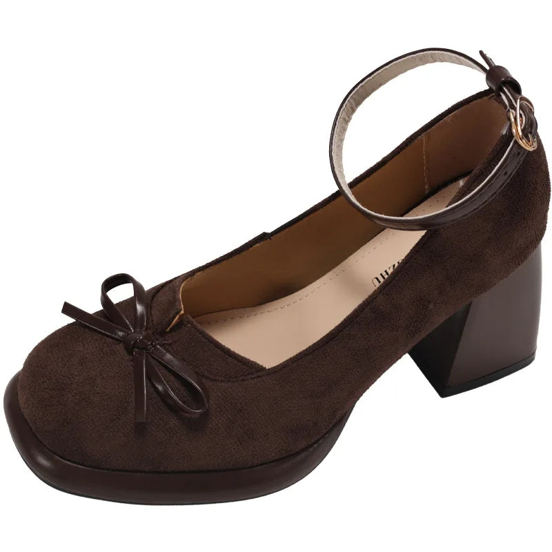 LIZAKOSHT  -  Black square head thick heel high heels women's summer new versatile skirt Mary Jane single shoes