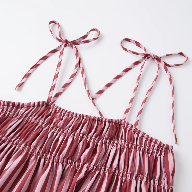 LIZAKOSHT  -  Women Summer Striped 2 Piece Outfits Casual Sleeveless Tie Strap Babydoll Tank Top Pants Sets Sleepwear Y2K Lounge Matching Suit