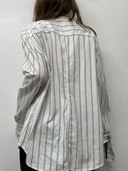 LIZAKOSHT  -  Striped Print Loose Shirt for Women Casual Single-breasted Oversized Blouses Streetwear Fashion Turn-down Neck Top