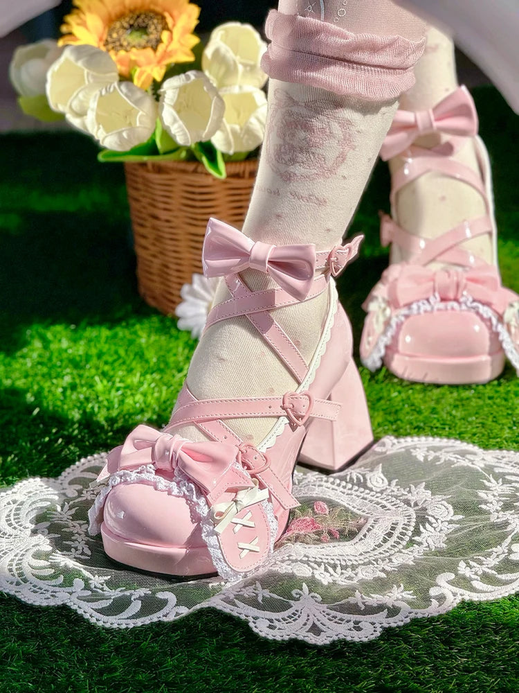 LIZAKOSHT  -  Middle Heel Drooping Ear Rabbit Lolita High Heels Sweet Japanese Round Toe Lolita Shoes Cute Girl Tea Party Single Shoes