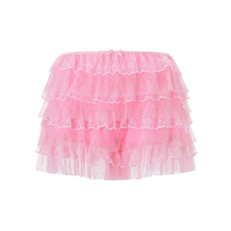 LIZAKOSHT  -  Y2K Women Lace Bloomers Ruffle Shorts Layered Pumpkin Pants Lolita Cute Pettipants Sexy Coquette Boyshorts Micro Bottoms