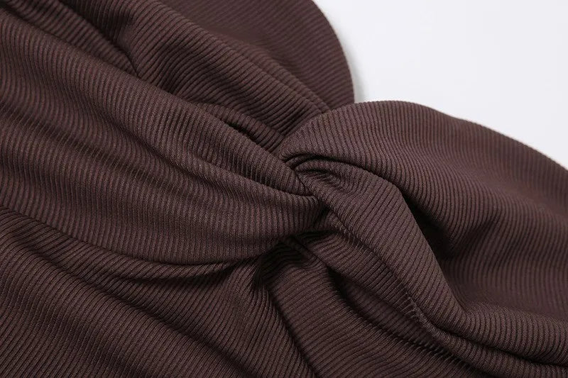 LIZAKOSHT  -  Street Sle High Waist Wrap Chest One oulder Long Dr Women's Slim Fit Split Skirt Polyester Fiber No Sve Pure Color