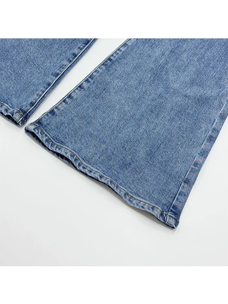LIZAKOSHT  -  Summer Women Low Rise Design Flare Jeans Harajuku Fashion Long Trousers Y2k Streetwear Bell Bottom Denim Pants Gyaru Kpop Tide