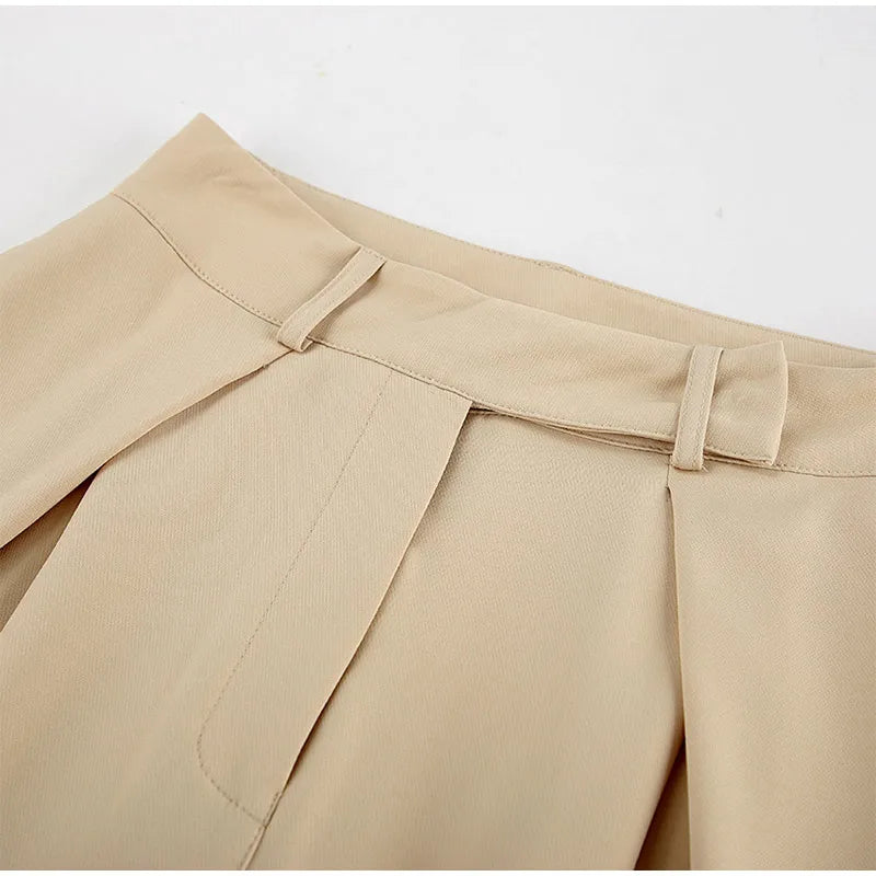 LIZAKOSHT  -  Casual Khaki Pleated Wide Legs Pants Women Chic High Waist Baggy Trousers Female 2025 Spring Summer New Fashion Office Pant