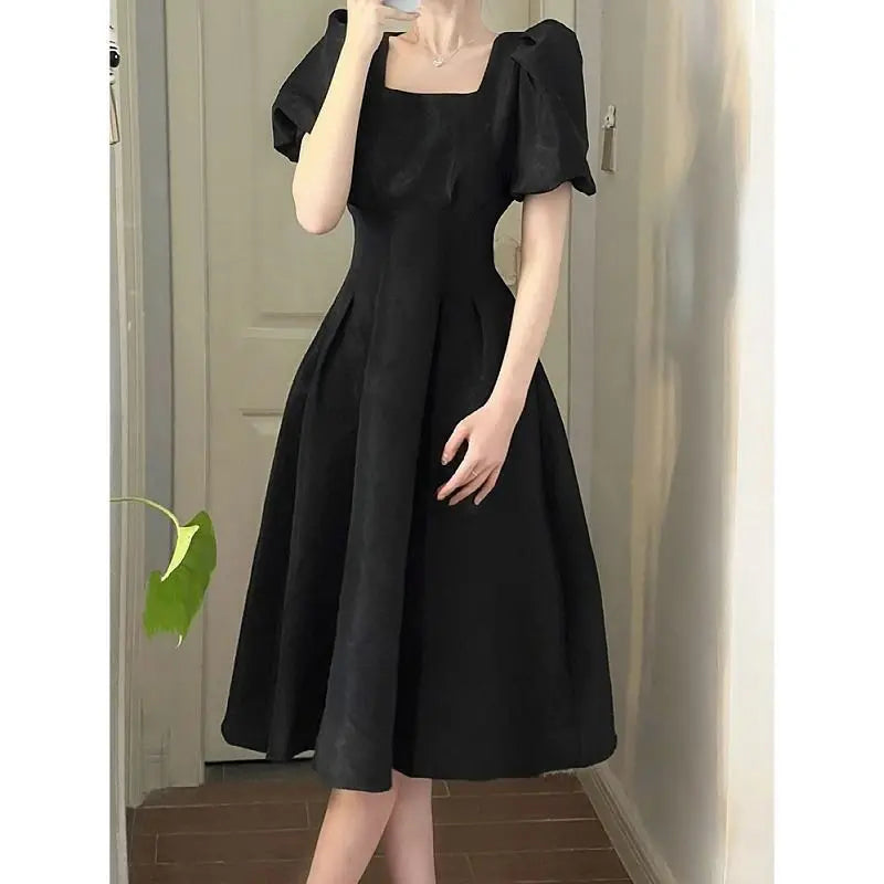LIZAKOSHT  -  Dress Puff Sleeve White Sweet 2024 New Large Size French Style Women Mori Vintage Narrow Waist And Slim Temperament Dresses