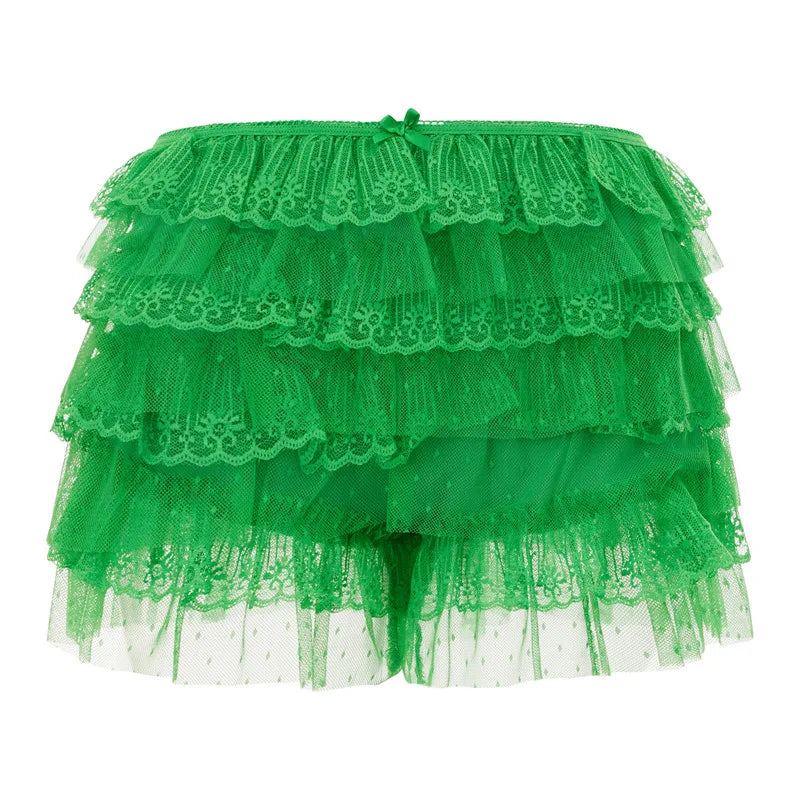 LIZAKOSHT  -  Y2K Women Lace Bloomers Ruffle Shorts Layered Pumpkin Pants Lolita Cute Pettipants Sexy Coquette Boyshorts Micro Bottoms
