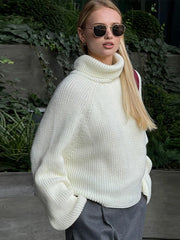 LIZAKOSHT  -  Turn-down Collar Back Split Sweater Women Elegant Full Sleeve Knitted Loose Fit Top Lady early autumn Chic Casual knit top