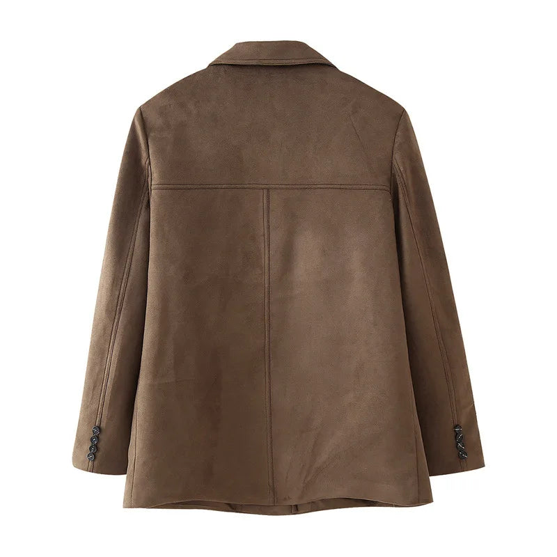 LIZAKOSHT  -  Women Spring Vintage Jacket Coat Fashion Women Turn Down Collar Jacket Femme Streetwear Tops Clothes