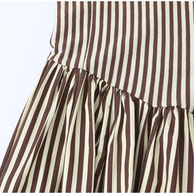 LIZAKOSHT  -  Striped Spaghetti Strap Drop Waist Midi Dress Sleeveless Bustier Summer Casual Women Vestido Chic Fashion Lady Vestido