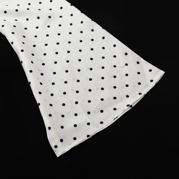 LIZAKOSHT  -  Elegant Bow V-Neck Floral Polka Dot Maxi Dress For Women Long Sleeves Loose Contrast Party Dress Evening Women Maxi Dress