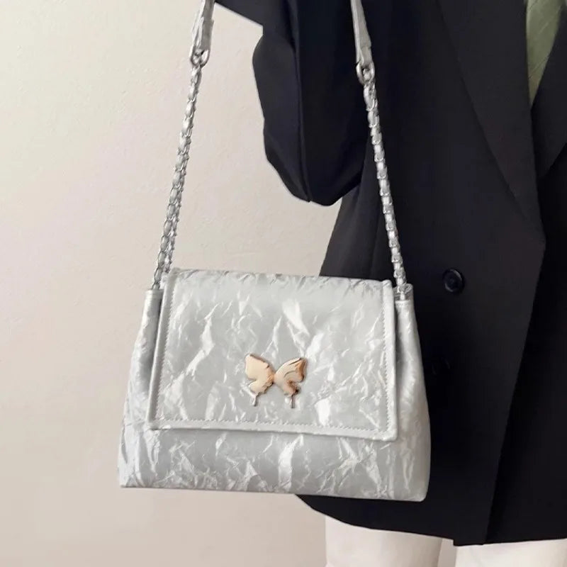 LIZAKOSHT  -  Aesthetic Shoulder Bag for Women Elegant Butterfly Leather Luxury Fashion Tote Bag Harajuku Style Designer Female Handbag
