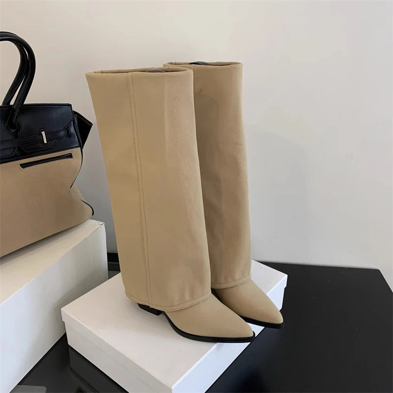 LIZAKOSHT  -  Autumn Winter Pointed Toe Women High Boots Street Style Banquet Party Dress Woman Pipe Long Boots Goth Botas Mujer