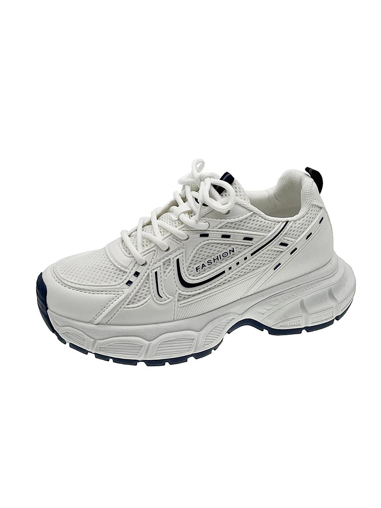 LIZAKOSHT  -  Women's Sneakers With Platform Shoes Tennis Female Woman-shoes Thick Sole Casual Fashion Heels Trainers Roses Fabric PU Rib