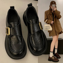 LIZAKOSHT  -  Summer Shoes Ladies British Style Clogs Platform Women's Heels Female Footwear Autumn Loafers With Fur Oxfords Preppy New C