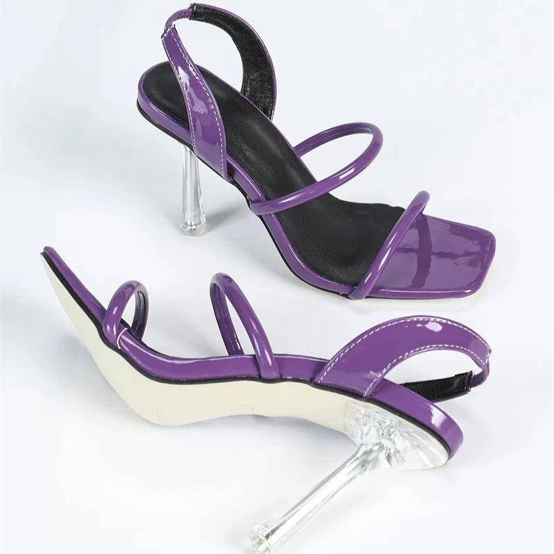 LIZAKOSHT  -  Solid color square Back Strap thin high heel sexy summer non-slip designer shoes fashion party open toe women sandal women shoes