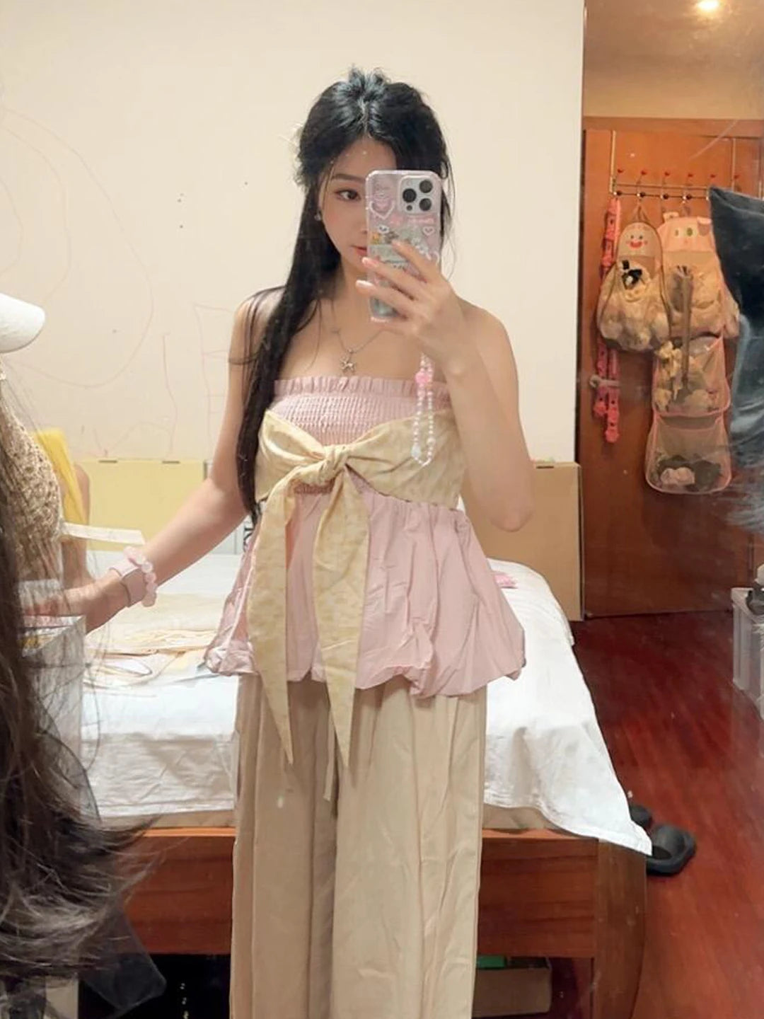 LIZAKOSHT  -  Sweet Korean Style  Knot Tube Top Vest Women's Summer New Pink Waist-Cinching Strapless Shirt Young Women's Fashion