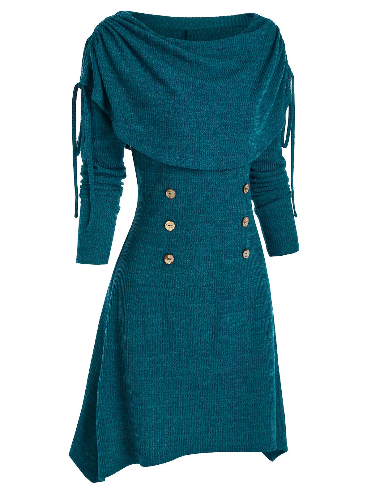 LIZAKOSHT  -  Multi-way Long Sleeve Knit Robe For Female Mini Contrast Knitted Dress With Belt Spring Winter New Fashion