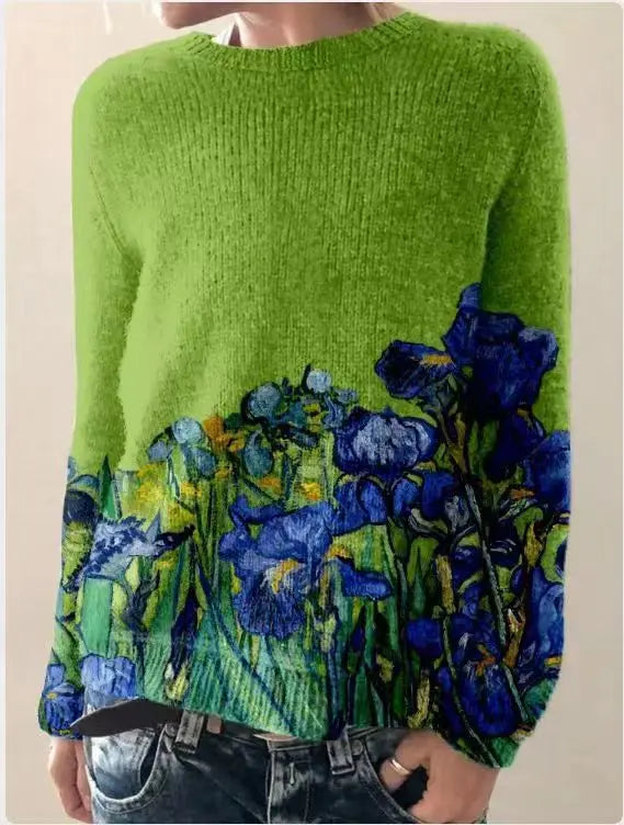 LIZAKOSHT  -  3D Print Women Sweater Pattern Pullover Casual Loose Knit Top Sweaters