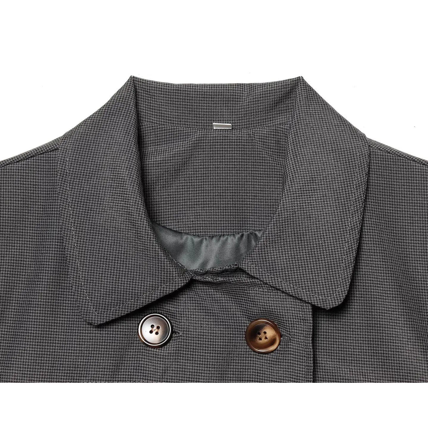LIZAKOSHT  -  Spring New Women's American Retro Style Shirt Collar Puffy Short Sleeve Button Decorated Short Plaid Top Casual Fit Polyester