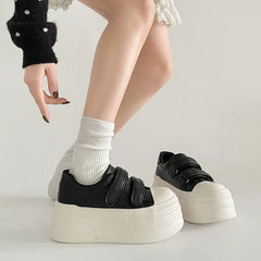 LIZAKOSHT  -  Spring New Style Small Size 7cm Lightweight Platform Casual British Style Magic Tape Heightening Platform Shoes