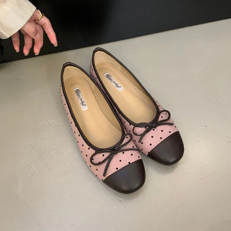 LIZAKOSHT  -  Fashion Mixed Color Women's Dress Shoes Round Toe Shallow Slip On Flats Shoes Flat Ladies Casual Ballet Shoes Soft