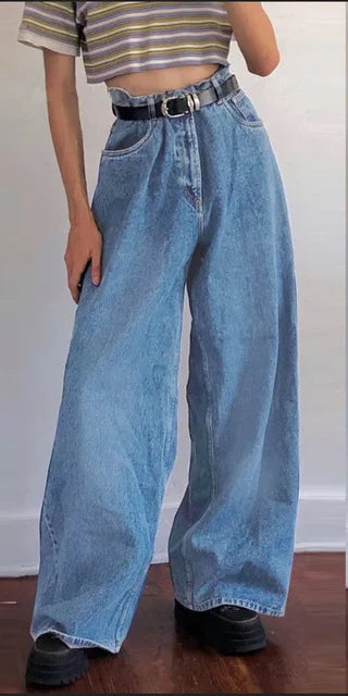 LIZAKOSHT  -  High Waist Flared Jeans Women's Casual Long Trousers Street Sle Denim Flared Pants Summer Collection Wide Leg Trousers
