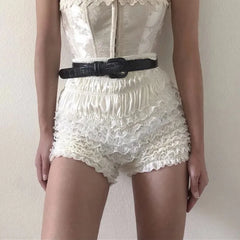 LIZAKOSHT  -  Y2K Women's Lace Trim Shorts Layered Ruffle Trim Bloomers Shorts Cute Lolita Pumpkin Pants Pettipants Streetwear